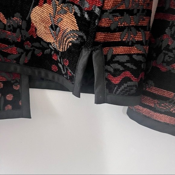 CHRISTOPHER & BANKS Jacket Tapestry Tweed Patchwork Brocade Boho Reversible Sz L - Picture 6 of 8